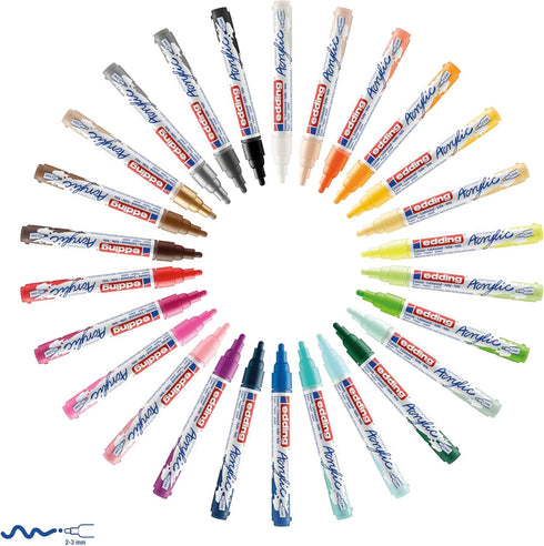 edding 5100 acrylic marker medium - turquoise - 1 waterproof acrylic paint marker - round nib 2-3mm - acrylic paint pen for drawing on canvas, art...