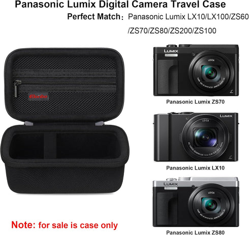 Carrying Case for Panasonic Lumix LX10/ LX100/ ZS60/ ZS70/ ZS80/ ZS200/ ZS100 4K Digital Camera, Vlogging Camera Travel Bag Storage Cover, Mesh Po...