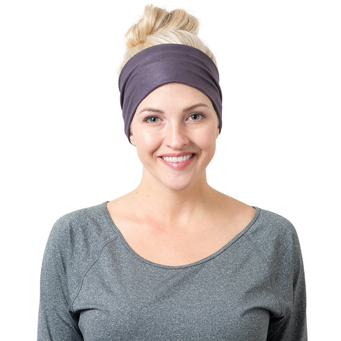 RiptGear Stretch Sport Headband for Women (Solid Gray) — Made of Non-Slip Sweat Wicking Fabric — Great for Yoga, Running or The Gym — Soft Headban...