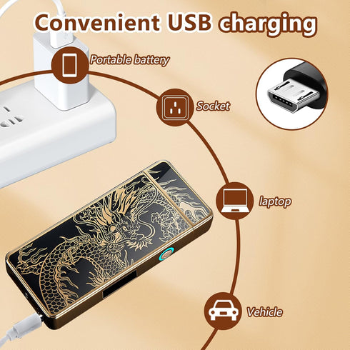 Electric Lighter Dragon Lighter Plasma Lighters Arc Flame Lighters USB Rechargeable Lighterss Candle Lighterss Butane Free with LED Battery Indica...