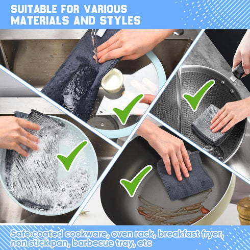 10 Pcs New Upgrade2-Layer NonScratch Wire Dishcloth,Wire Dishwashing Rag, Non-Scratch Wire DishwashingRagsfor Wet and Dry, Kitchen Cleaning Dish R...