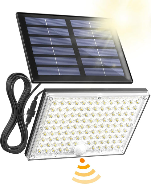 SUPERDANNY Solar Motion Sensor Outdoor Flood Lights with 113 Bright LEDs, Dusk to Dawn Outside Flood Lights with 16ft Cable IP65 Waterproof, Secur...