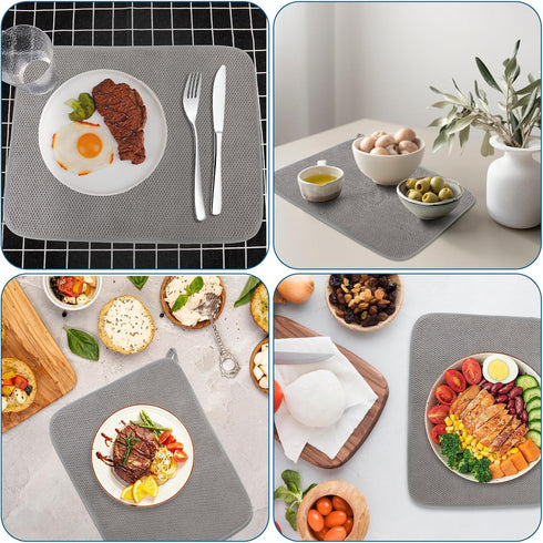 Microfiber Small Dish Drying Mat Absorbent Kitchen Dish Drying Pad Dish Drainer Kitchen Counter Drying Mat for Countertop (12*16 inch, Gray)...