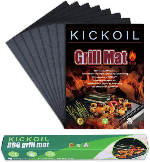 Grill Mats for Outdoor Grill Set of 7 Black Grilling Mats Grill Tools BBQ Accessories Non-Stick Heavy Duty Teflon Grill Sheets for Charcoal Grill ...