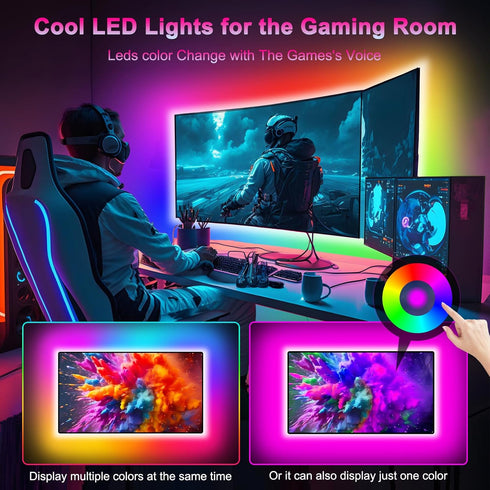 Daymeet TV LED Lights Strip, Music Sync LED TV Backlight for 65-85in TV, 16.4FT TV Lights Bluetooth APP Remote Control, USB TV Lights Behind RGB C...