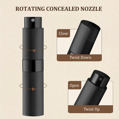 LISAPACK 8ml Stripe Perfume Atomizer Spray Bottle, 3pcs Travel Cologne Sprayer Refillable, Empty Mini Portable Perfume Dispenser (Black, Silver, B...