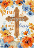 Fall for Jesus He Never Leaves Decorative Garden Flag, Religious Autumn Cross Pumpkin Flower Yard Outside Decorations, Christian Floral Seasonal O...