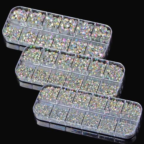 Massive Beads 6500pcs+ Flatback Glass Hotfix Iron On Rhinestones Crystal for DIY Making with 1 Tweezer & 1 Picking Pen for Shoes, Clothes, Face Ar...