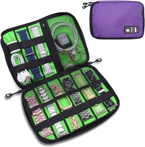 iiteeology Smart Watch Band Storage Bag, Universal Watch Band Accessories Organizer Bag Travel Storage Bag, Extra Pocket for Magsafe Charger, Cabl...