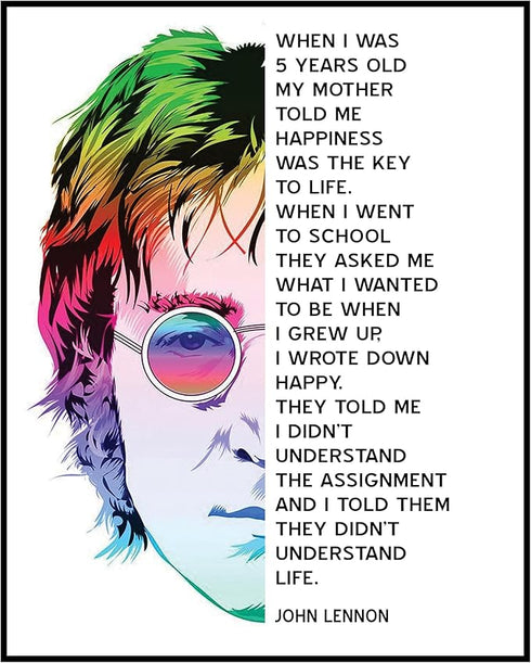Posterizer 1 pcs-John Lennon life quotes-retro typography-Musical Art Collection-Quotes and Poems-Gift for Men Women Entrepreneur Teens-Decor for ...