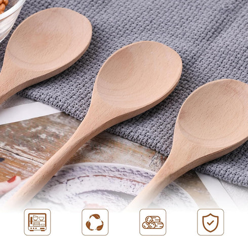 HANSGO 3PCS Long Handle Cooking Spoons, 14 Inch Long Wooden Spoons Wooden Tasting Spoons Japanese Style Large Cooking Spoons...