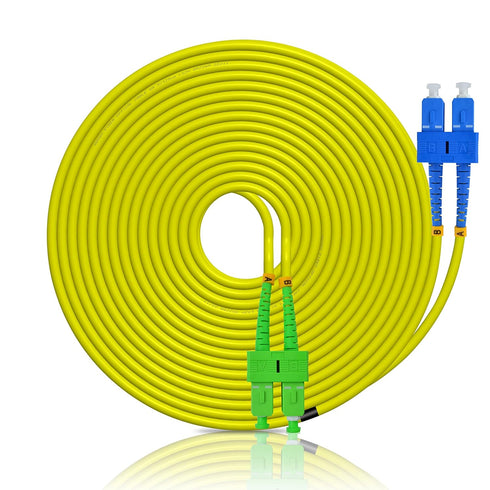 20M/66FT SC/APC to SC/UPC SM DX LSZH 3.0mm Indoor Fiber Optic Patch Cord, SC to SC Single mode 9/125?m Duplex SC-SC Optical Fiber Jumper Cable Com...