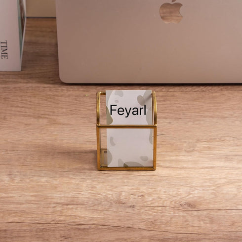 Feyarl Gold Glass Vertical Business Card Holder Business Card Display Stand Clear Name Card Organizer Storage for Office Meeting Desk Countertop...