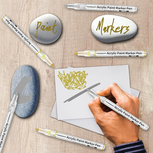 Paint Markers, 6 Pack Fine Point Paint Pens, Acrylic Paint Pens Marker Set for Rocks Painting, Wood, Plastic, Fabric, Canvas, Ceramic, Glass, Card...
