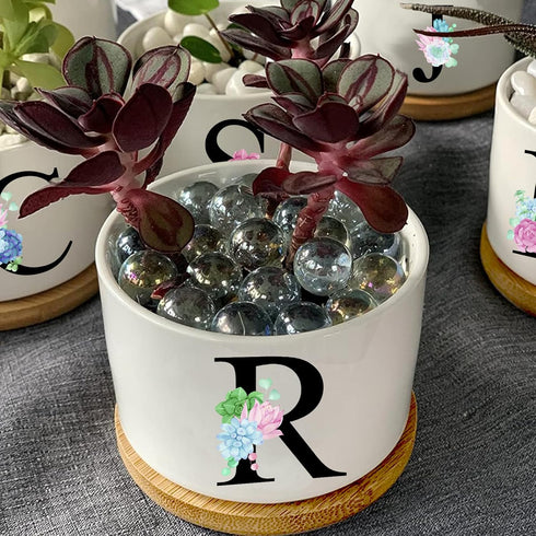 Plant Lover Gifts for Women,L Initial Plant Pot 3.15” Funny Ceramic Cactus Flower Planters with Drainage,Personalized Monogram Succulent Gifts for...