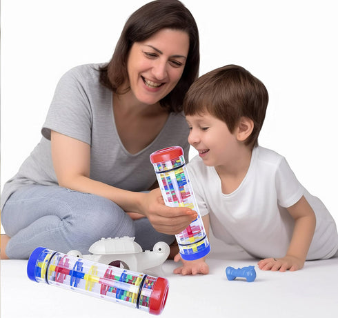 2 Pack Rain Sticks for kids Instruments for Toddlers 1-3, 8 Inch Rain Stick wobble toys for babies Rainstick Rainmaker Sensory Toys for Autistic C...