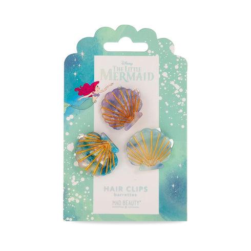 Mad Beauty Disney The Little Mermaid Ariel Hair Clips 3-Pack | Iridescent Seashells | Novelty Beauty, Cosmetic, and Skincare Gifts for Women, Adul...