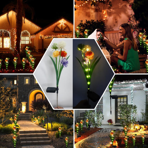 Enchanted Solar Garden Lights Innovative Upgraded for Outside Waterproof,Outdoor Light Yard Patio Decoration w Flexibility Wire, Dandelion Light f...