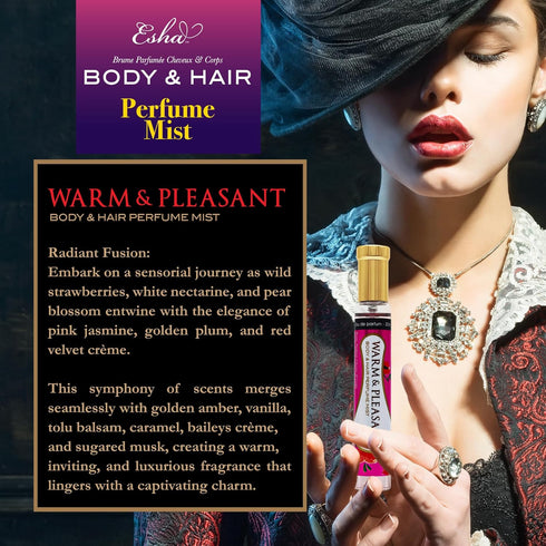 Esha Body & Hair Perfume Mist - Eau de Parfum for Women - Infused with Betaine - Sweet Strawberrys, Nectarine with Golden Amber, Vanilla, and Cara...