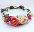 Vivivalue Floral Halo Boho Flower Headband Floral Crown Headpiece Hair Wreath with Ribbon Wedding Party Prom Photos Festival...