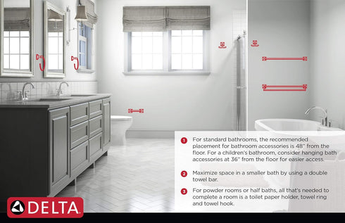 Delta VES50-PC Vessona Wall Mount Spring-Loaded Toilet Paper Holder Bath Hardware Accessory in Polished Chrome...