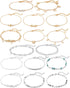 Softones 16Pcs Ankle Bracelets for Women Gold Silver Two Style Chain Beach Anklet Bracelet Jewelry Anklet Set,Adjustable Size...