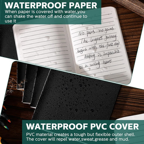 10 Pack Waterproof Pocket Notebook 3.5 x 5.5 Small Weatherproof Notepad Mini Field Notebook for Outdoor Activities Tactical Travel Recording Suppl...