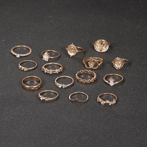 Gold Knuckle Stacking Rings for Women Stackable Joint Finger Statement Rings Set Boho Vintage Midi Rings Y2k Moon Star Snake Butterfly Pearl Top F...