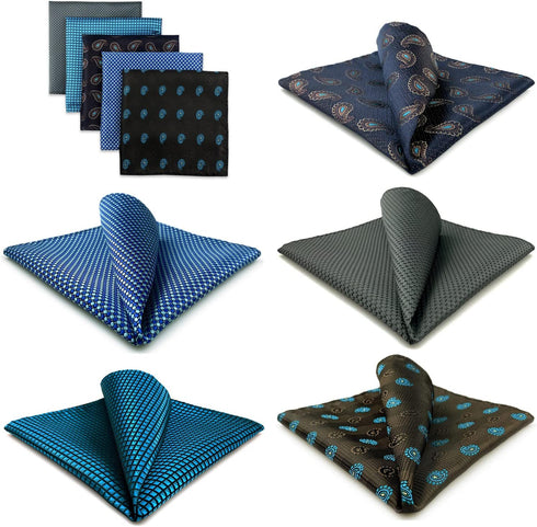 SHLAX&WING 5 Pieces Assorted Mens Silk Pocket Square Handkerchiefs Set 71...
