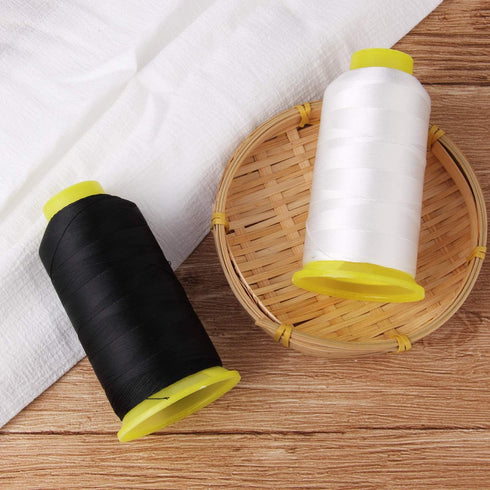 T70#69 Bonded Nylon Sewing Thread - 1500 Yard Spool -(White+Black) 2PCS...