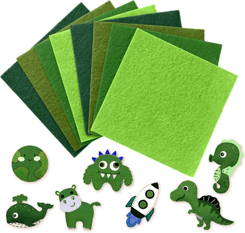 Hlonon 40Pcs Green Felt Fabric Sheets, 4 x 4 Inch Pre-Cut Felt Sheet for DIY Crafts Sewing Patchwork Art Projects, 4 Colors...