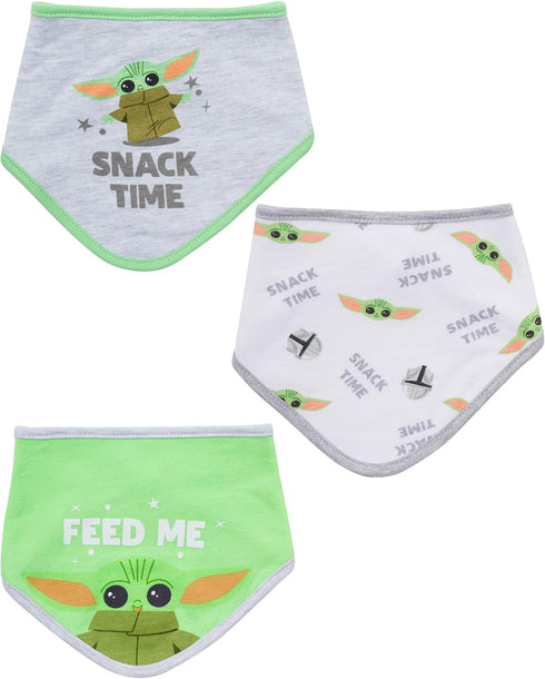 STAR WARS Baby Boys Baby Yoda Bandana Bibs 3 Pack Set for Feeding, Teething, and Drooling (Green/White/Grey, 0-12 Months)...