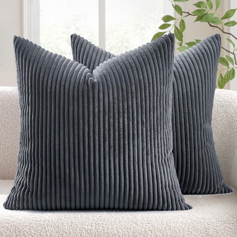 MIULEE Pack of 2 Corduroy Soft Soild Decorative Square Throw Pillow Covers Set Cushion Cases Pillowcases for Sofa Bedroom Car 18 x 18 Inch 45 x 45...