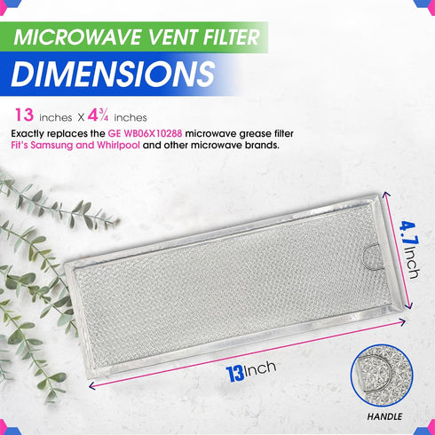 Microwave Grease Filter Replacement 13" x 4.7" WB06X10288 Compatible with GE Microwave Filter Replacement - Aluminum Mesh Filters for Kitchen Stov...