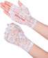 Skylety Sunblock Fingerless Bridal Lace Gloves Women Short Floral Gloves for Wedding Opera Tea Party...