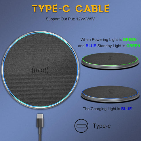 Wireless Charger Compatible with iPhone 15 14 13 12 11 Pro Max/Mini/Plus/XR/X/8, 15W Max Portable Wireless Charging Pad for Samsung Galaxy S23/S22...