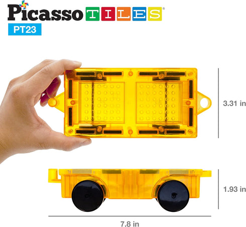 PicassoTiles Magnetic Car Play Set with Action Figures for Kids 3+ - STEM Building Block Vehicle Toy...