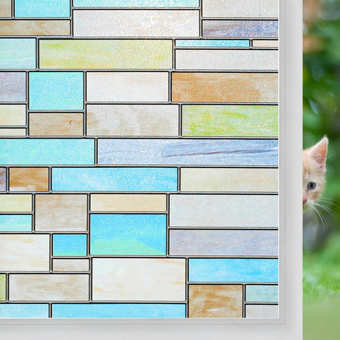 Niviy Privacy Window Film Non-Adhesive Removable Static Cling Glass Film Stained Glass Window Film for Home Kitchen Office...