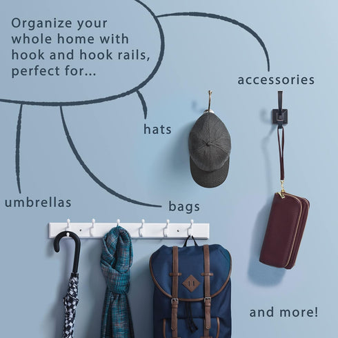Franklin Brass Pilltop (5-Pack) Coat and Hat Wall Hooks Double Hooks for Hanging Matte Black Wall Mount Hanger Backpack, Purse, Bag, Towel Organiz...