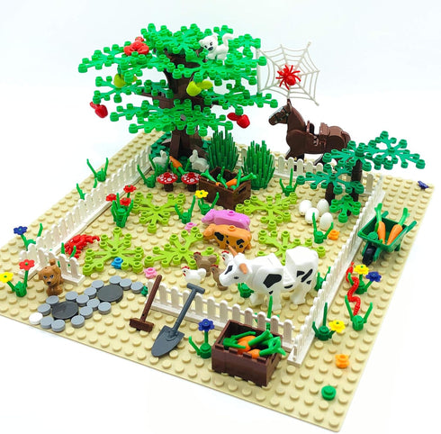 Farm Animals Building Blocks Toys Garden Park Trees and Flowers Classic Botanical Accessories Bricks for Boys Girls Kids Age 6+ Gifts?Include 1 Pc...