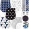 Dodo Babies 5-Pack Baby Burp Cloths - Soft, Absorbent Cotton Burp Cloths - includes Pacifier Case and 2 Pacifier Clips - Colors: Black, Blue and G...