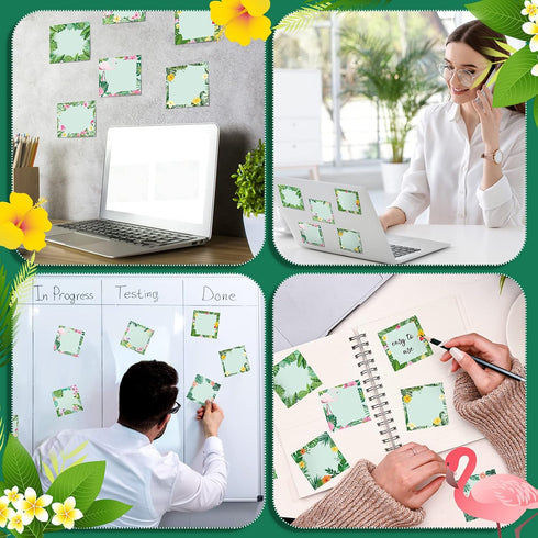 450 Sheets Tropical Palm Sticky Notes Luau Party Favor Hawaiian Fun Notepad Summer Themed Beach Memo Pad Self Adhesive 2.9" Mini Sticky Note for T...