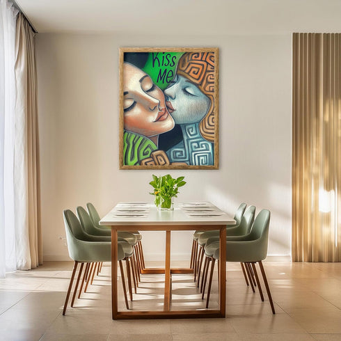 Posterizer 1 pcs-kiss me-modern colorful Valentine's day inspired art -2-Romantic Art-Abstract & Modern Art-Gift for Couples boyfriend girlfriend ...