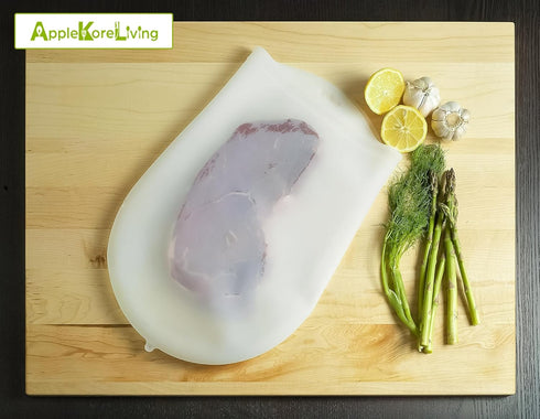 Revolutionize Sous Vide Cooking with AppleKoreLiving Sous Vide Reusable Silicone Bags | Set of 2 Extra Large BPA Free Bags | Thinner and More Flex...