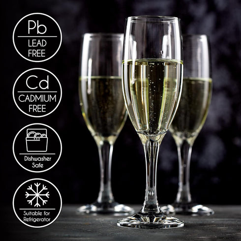 Volarium Champagne Flutes Set of 6, Elegant Crystal Glasses for Sparkling Wine, Perfect for Christmas, Weddings, Parties, and Family Dinners – Dur...