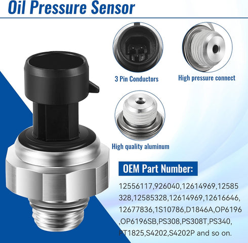 Dreyoo Engine Oil Pressure Sensor Switch, Oil Sending with Screen Filter and Switch Socket, Compatible with Chev Rolet/Che Vy/Silver ADO/Gm C/Sie ...
