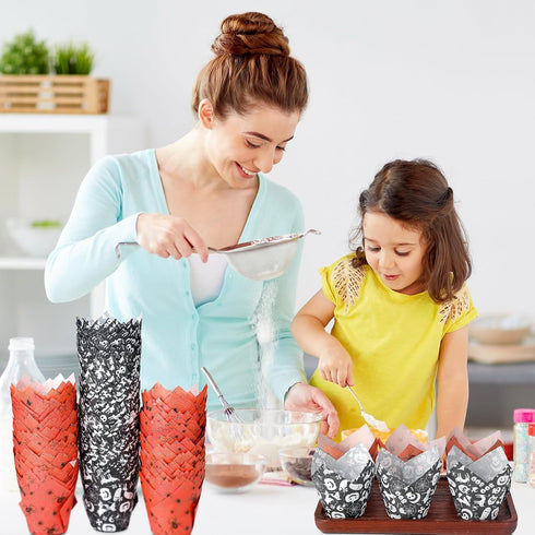 400pcs Halloween Tulip Cupcake Wrappers Liners for Halloween Baking Cups Muffin Liners for Bridal Showers Baby Showers Parties Halloween Party Fes...