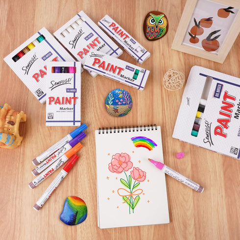 Green Oil Based Paint Pens,Medium Tip Permanent Paint Markers, Never Fade Marker Pen,Quick Drying & Waterproof For Rock Painting,DIY Craft,Wood,Gl...