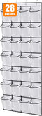 MISSLO 28 Large Pockets Over The Door Shoe Rack Hanging Shoe Organizer for Closet Door Shoe Storage Holder Mesh Hanger, White...