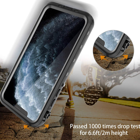 iPhone 11 Pro Max Waterproof Rugged Case - Slim Design with Built-in Screen Protector, Shockproof, 6.5" (Black&Gray)...
